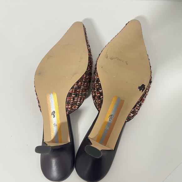 Sam Edelman Brit Kitten Heel Slip On Pointy Toe Pumps 7.5 Multi Tweed Boucle - Picture 8 of 9